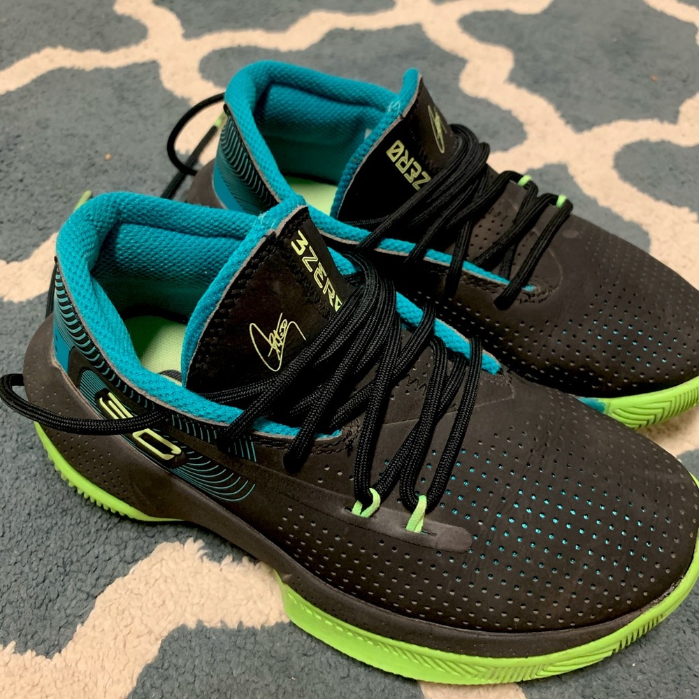 Under Armour UA SC 3ZERO III Curry Black/Blue/Green Basketball Shoes
